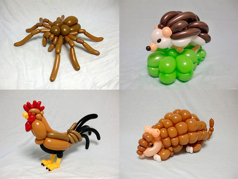 Esculturas de animais em balões