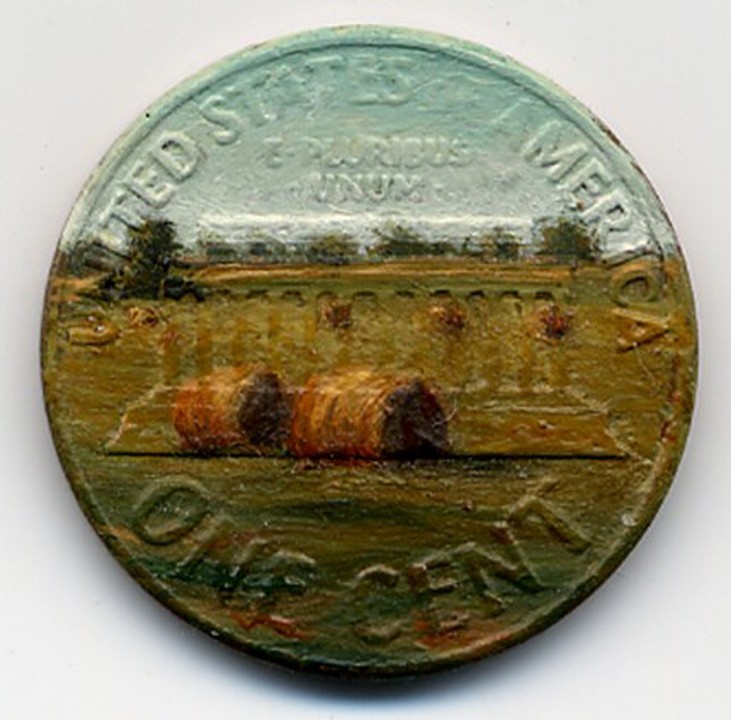 pinturas minusculas em moedas