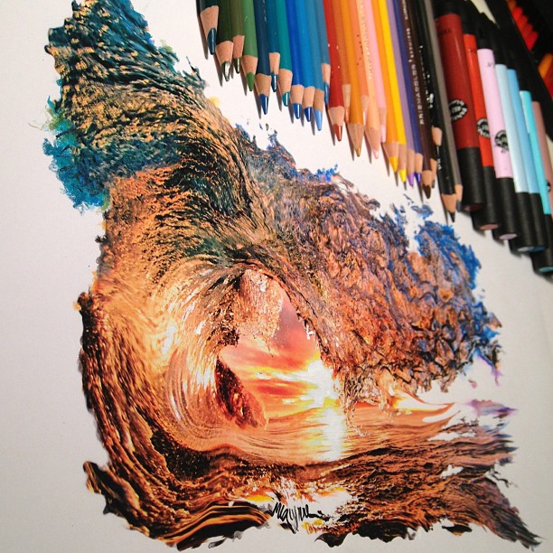 Desenho a lápis hiperrealista multicolorido altamente detalhado de